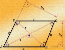 Как найти диагональ параллелограмма, если даны стороны