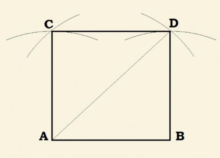 Как начертить квадрат с диагоналями